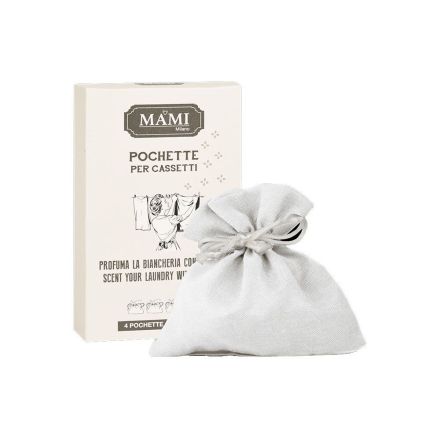 4 POCHETTE PER CASSETTI MEDIE BIANCHE PROFUMA BIANCHERIA CON LE PERLE